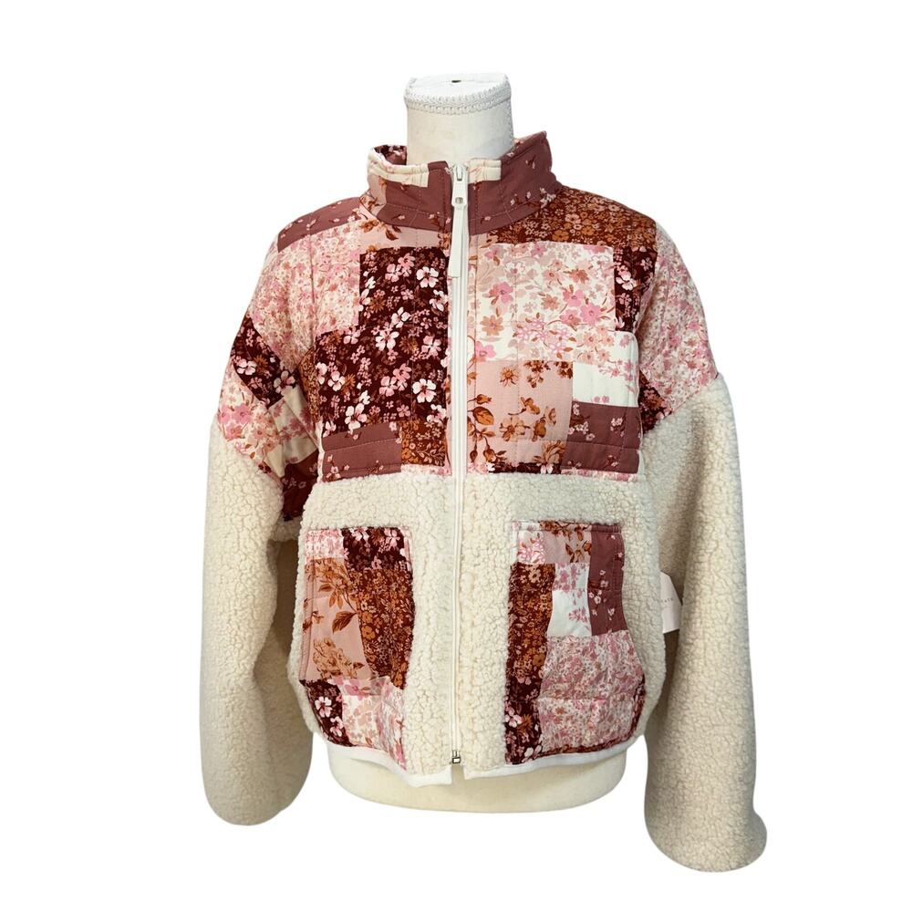 Alter’d State Sherpa Patchwork Jacket Medium NWT Floral Cottagecore Boho Prairie - Picture 2 of 16